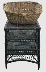 G - Vintage Wicker Shelving Unit & Basket Mixed Lot