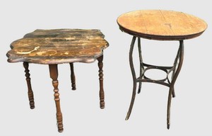 G - Vintage Occasional Tables Pair Metal & Wood