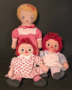 LL - Raggedy Ann Dolls & Soft Bodied Sleepy Doll (Lot of 3)