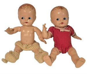 LL - Vintage Ideal Plastic Baby Dolls Pair (Lot of 2)