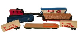 LL - Toy Train Mixed Lot Santa Fe, Jell-O & Piggy-Back (Lot of 7)
