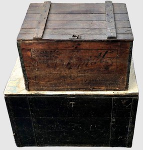 G - Vintage Rustic Wooden Trunks (Lot of 2)