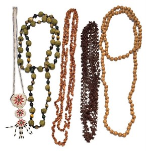 DR - Beaded Necklace Assortment - Native American Shell & Wood (Lot of 5)