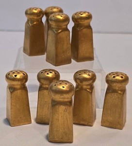 DR - Miniature Salt & Pepper Shakers Vintage Gold-Tone (Lot of 9)