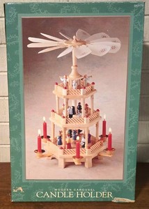 LL - Wooden Carousel Candle Holder New in Box