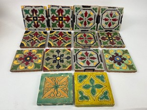 14 Mexican Taravera Ceramic Tiles