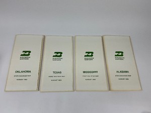 Four 1983 Burlington Northern State Railroad Maps - Oklahoma, Texas, Mississippi, Alabama