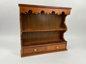 Vintage Wood Wall Shelf with Drawers