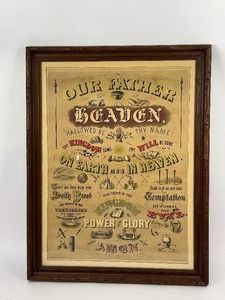 Antique 1873 Odd Fellows IOOF - The Lords Prayer - Original Framed Lithograph by WA Welsher
