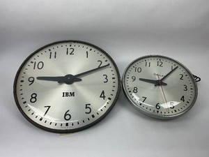 Two Vintage IndustrialSchool Wall Clocks - IBM & Simplex - Both Work