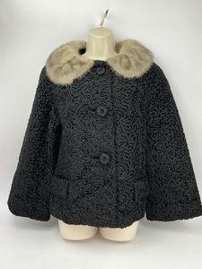 Vintage Astrakin Lepshire Faux Lamb Coat with Mink Fur Collar