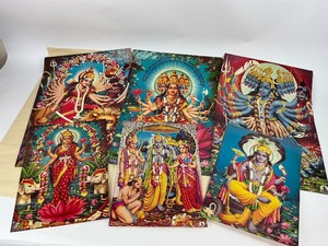 Six Vintage Hindu God & Goddess Religious Prints