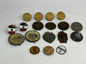 Pre-War German Military Buttons, Badges, and Commemorative Tinnies, Plus 4 US Eagle Buttons