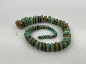 Natrual Turquoise Smooth Rondelle Flat Round Bead Strand for Jewelry Making