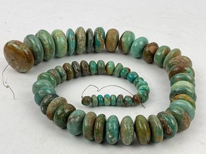 Natrual Turquoise Smooth Rondelle Flat Round Bead Strand for Jewelry Making