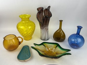 Vintage Glass Lot - Vase, Bowl, Pitcher, Blown Glass