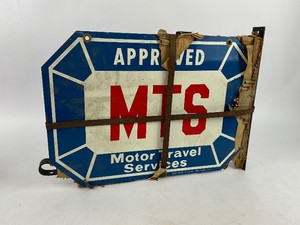 Double Sided Porceline Approved MTS Motor Travel Service Hanging Sign with Wall Bracket