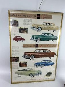 1951 Framed Lincoln Car Advertisement