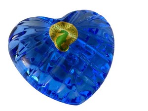 K - Heart Paperweight - Waterford Blue Crystal Hand Cooler