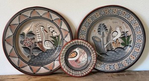Mexican Pottery Plates, Signed (Lot of 3)