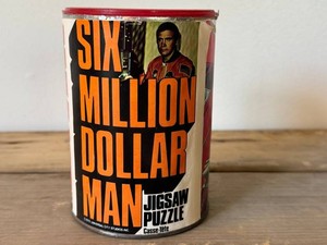 K - Vintage Six Million Dollar Man Jigsaw Puzzle Tin
