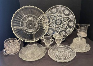 LR - Vintage Crystal and Glass Serving Pieces Mixed Lot