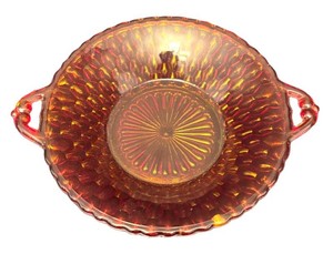 DR - Vintage Indiana Glass Honeycomb Handled Dish