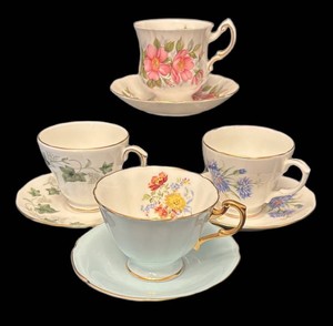 DR - Four Bone China Teacup & Saucer Sets by  Paragon & Duchess