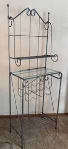 LR - Metal Bakers Rack Shelf With Glass Top