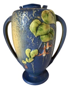 FR - Art Pottery Vase - Vintage Roseville Blue Fushia