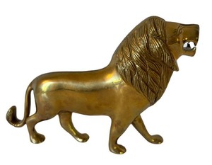FR - Lion Figurine - Vintage Brass Statue