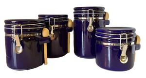 FR - Ceramic Canister Set 4-Piece Cobalt Glaze