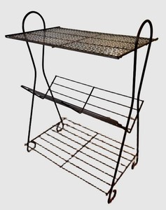 FR - Vintage Mid-Century Record Stand Wrought Iron