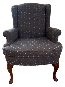 FR - Vintage Wingback Chair - Null Mfg. Dark Blue Fabric