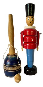 K - Vintage Wooden Toy Soldier & Bowlero Stacking Puzzle Mixed Lot