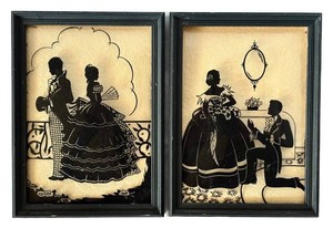DR - Victorian Silhouette Wall Art Pair