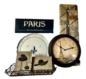 FR - Paris Wall Decor Mixed Lot of 7 Clock Platter Memo Board