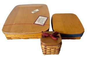 FR - Woven Basket Set - Longaberger Woodcraft 3 Piece (Lot of 3)