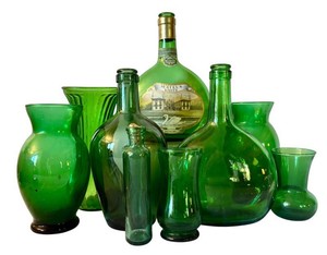 FR - Green Glass Bottles Mateus Rose Wine Bottle Mixed Lot of 9