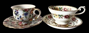K - Tea Cup & Saucer Pairs Floral (Lot of 2 Pairs)