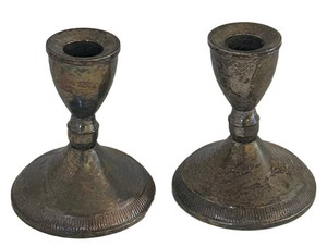 FR - Vintage Sterling Candle Holders Weighted Pair