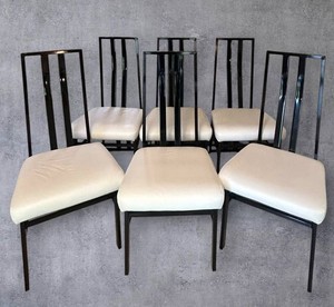 K - Dining Chairs Black Metal Frame Ostrich-Look Seats (Set of 6)