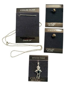K - Sterling Silver Necklace With Birthstone Pendant & Spacer Beads
