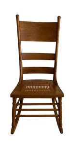 FR - Vintage Rocking Chair - Wood Cane Seat