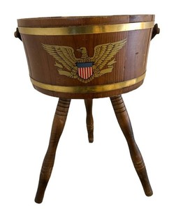 FR - Vintage Sewing Basket C.L. Lane Co. American Eagle Firkin Bucket