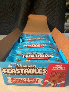 NY 1 - MrBeast Feastables Milk Crunch Chocolate Bars 24-Pack