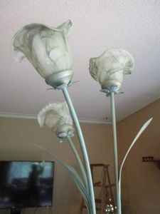 Floor lamp with three Tiffany style...