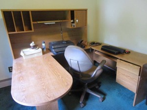 Office suite desk, hutch top, chai...