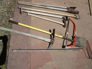 Post hole digger, grub hoe, steel r...