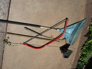 Brush saw, long handled weed popper...